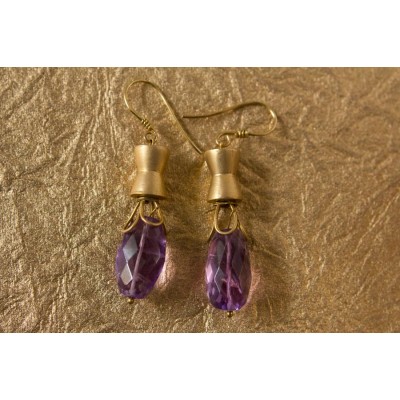 Gold Earrings with Amethyst 